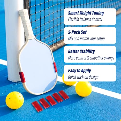 Image of 5pcs Pickleball Paddle Weight Clip Red for 16mm Paddles Thickness, 3-Gram Adjustable Tuning Clips Lead-Free, Edge Guard Protection Customize Power, Control & Sweet Spot Stable and Quiet Play