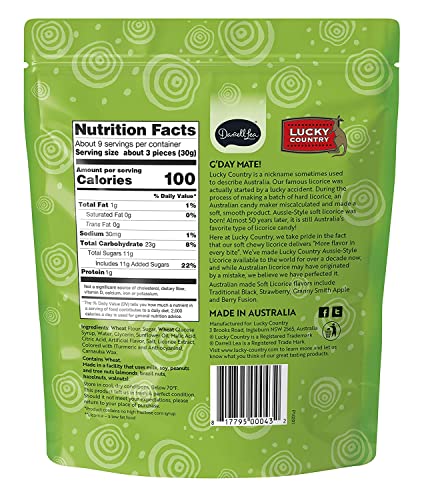 Lucky Country Berry Fusion Soft Australian Made Licorice (8) - Granny Smith Apple (8-Pack) - 10Oz Bags - Non-Gmo, No Hfcs, Low Fat & Kosher #TOP4