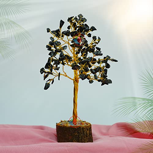 Image of REMEDYWALA Charged Energized Black Agate Crystal Tree for Reiki Healing,Tree Showpiece for Good Luck Home Decor, Black Agate Tree 200 Beads