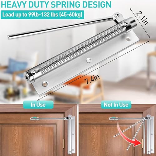 Image of Automatic Door Closer for Wooden and Metal Doors Heavy Duty Adjustable Soft Close Mechanism Silent Operation Durable Silver Finish for Home Office Commercial Use