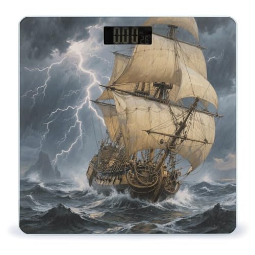 Báscula digital de baño con diseño barco antiguo miniatura 1