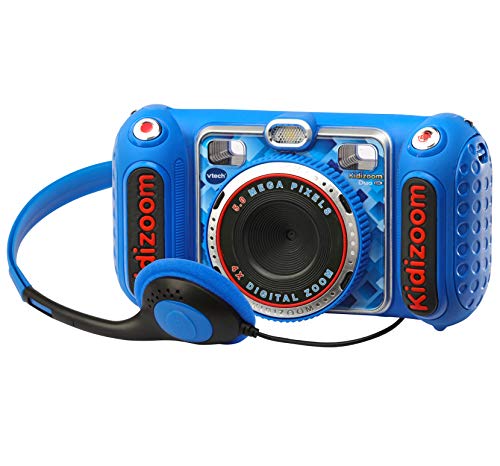 VTech - Kidizoom DUO DX, cámara digital para niños, fotos, vídeos, filtros, reproductor de música, juegos, USB, control parental, color azul (3480-520022)