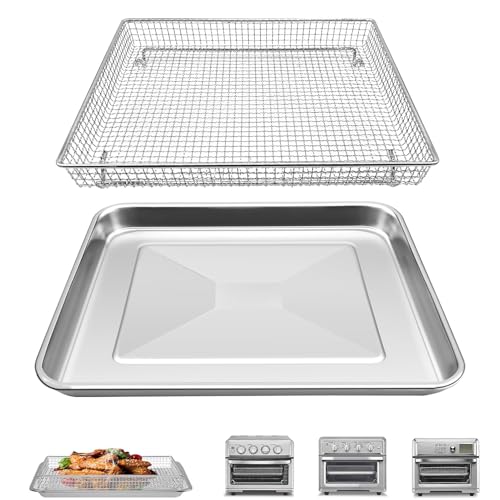 Image of Air Fryer Grill Pan & Basket for Cuisinart TOA-60 TOA-65 TOA-70 Toaster Air Fryer Convection Oven, 12.2 * 11