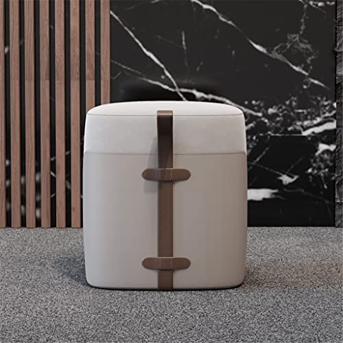 Lukeo Nordic Leather Cloakroom Balcony Low Stool Home Furniture Hallway Fabric Footstool Living Room Small Apartment Ottomans #TOP1