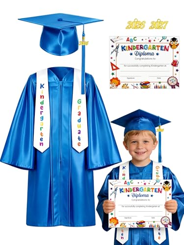 Kindergarten Graduation Cap and Gown 2026 Kids Set Preschool Unisex Grad Attire for Little Ones Tassel Certificate Toddler