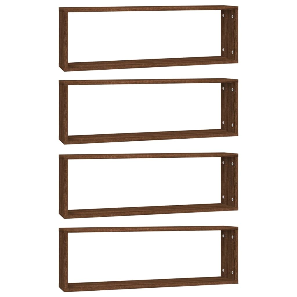 Generico Mensole Muro Cubo 4 Rovere Marrone 80x15x26,5 Legno Multistrato,Scaffalature,Scaffali e mensole per pareti-815922