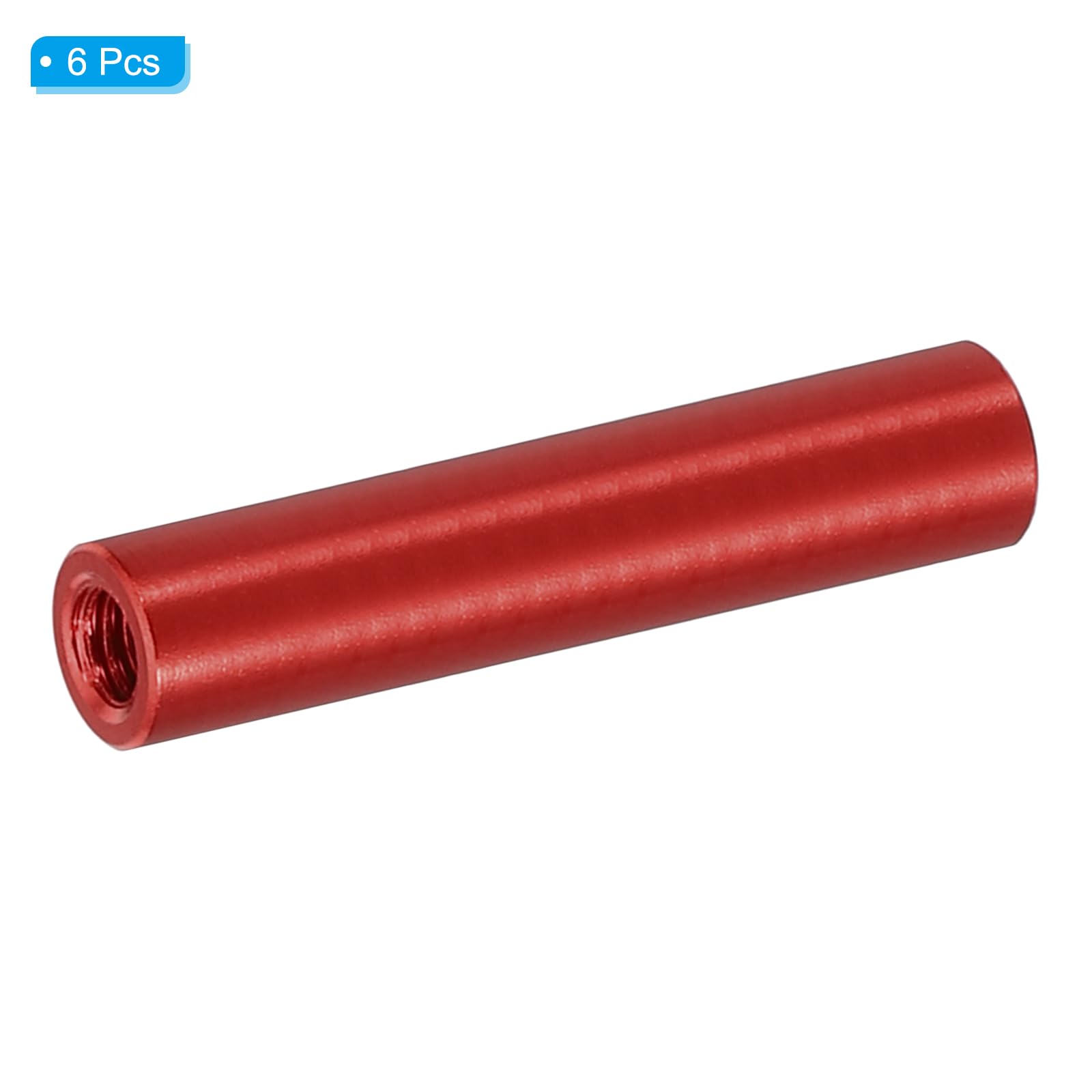 PATIKIL 6pcs M3 Metal Threaded Standoff Spacer Nuts, Round Aluminum Spacers Female Coupling Screws, 1/8" ID x 3/16" OD, Red, (26mm L) - Image 3