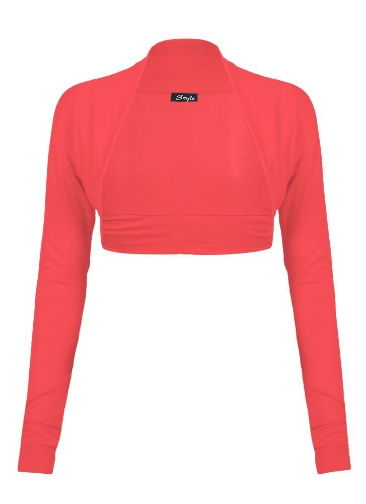 Womens Plain Long Sleeves Viscose Jersey Bolero Shrug