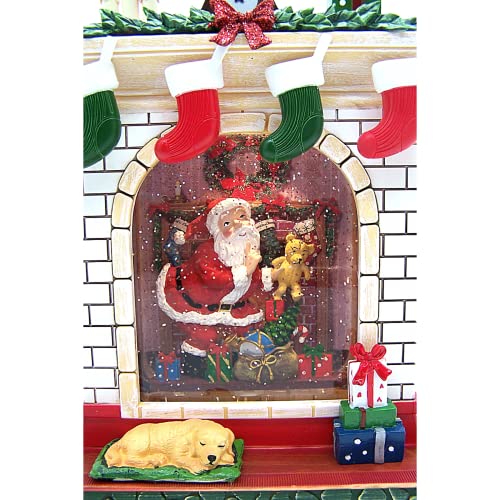 Wowser Lareira de Globo de Neve Iluminada com Água e Papai Noel Dentro e Glitter Giratório, Decoraçã