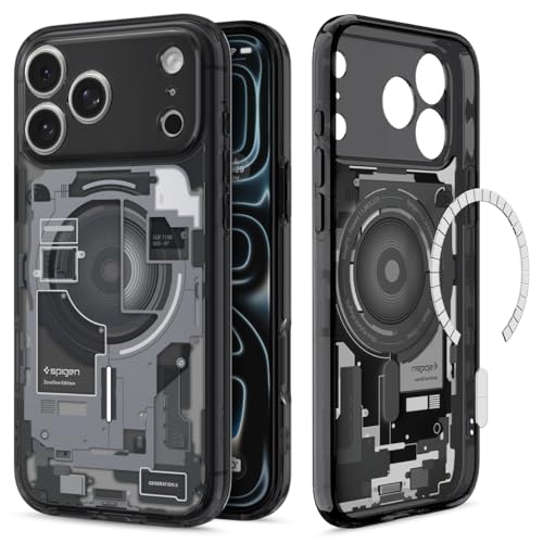 Image of Spigen Ultra Hybrid MagFit Back Cover Case Compatible with iPhone 17 Pro Max (TPU + Poly Carbonate | Zero One Black)