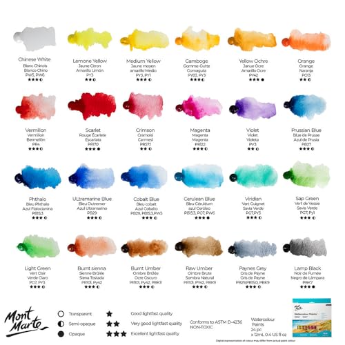 Image of Mont Marte Watercolour Paints 24pc x 12ml.