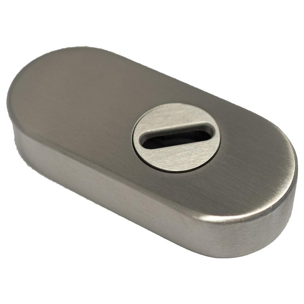 FELGNER Roseta protectora 4100 ZA – 11 mm | Roseta deslizante para puertas de perfil | con cubierta de cilindro | acero inoxidable forma ovalada