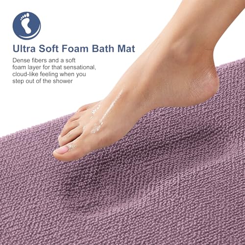 Image of OLANLY Thick Memory Foam Bathroom Runner Rugs 70x24, Extra Soft Absorbent Long Bath Rug, Quick Dry, Non-Slip, Machine Washable Bath Mats for Bathroom, Tub and Shower, Home Decor Accessories, Deep Plum