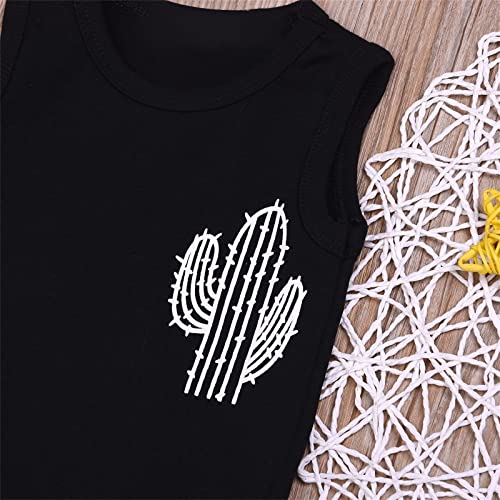 Roupa de dormir para meninos, criança, verão, regata, com estampa de cacto, estampada a tinta, estam