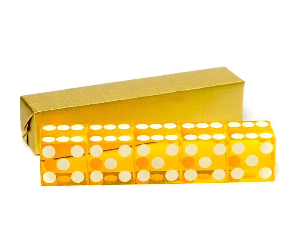 5 x Perfect 19MM Precision Casino Dice/Craps (yellow)