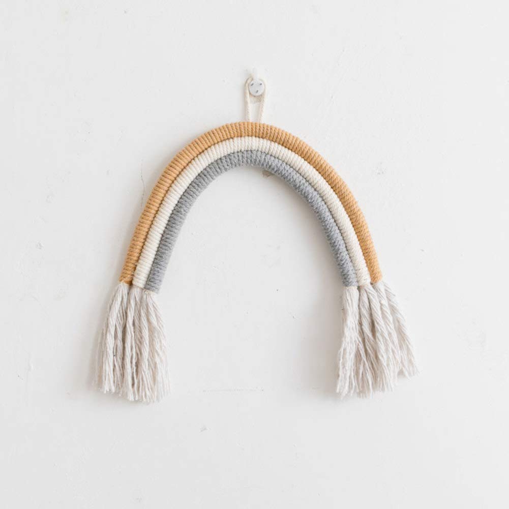 Arcobaleno In Macramè Fatto A Mano Con Pompon – Decorazione Da Parete Per Cameretta Bambini – 20x30 Cm