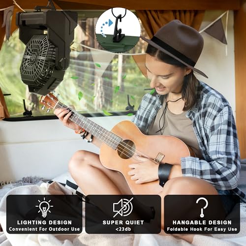 Camping-Fan-with-LED-Lantern-Battery-Powered-Fan-10900mAhPortable-Fan-Rechargeable-Outdoor-Tent-FanStepless-Speed-and-Quiet-Battery-Operated-Fan-for-TentPicnic-Barbecue-Travel-Black-1