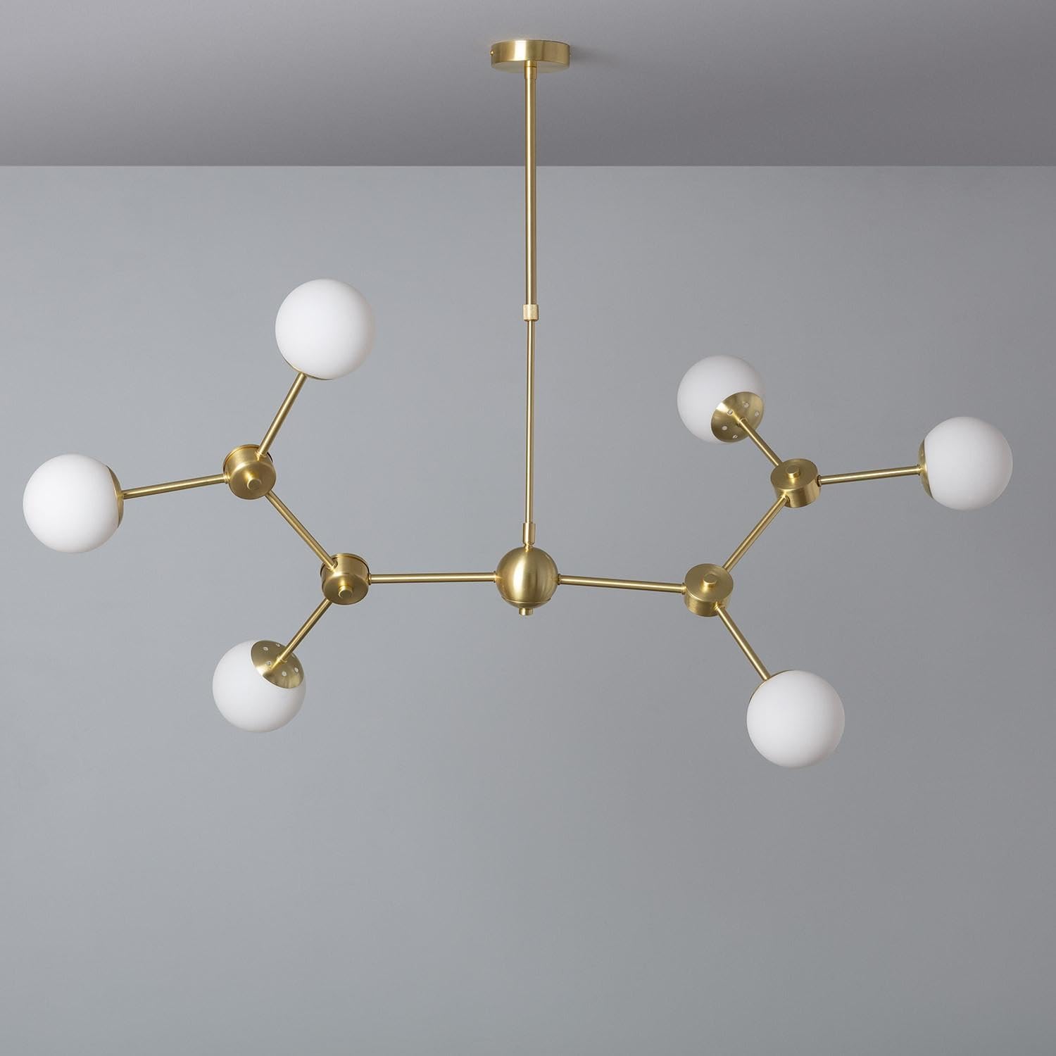 LEDKIA Deckenleuchte Moonlight Mit 6 Strahlern – Elegantes Gold-Glas-Design Für Wohnzimmer & Küche, Kompatibel Mit G9-LEDs