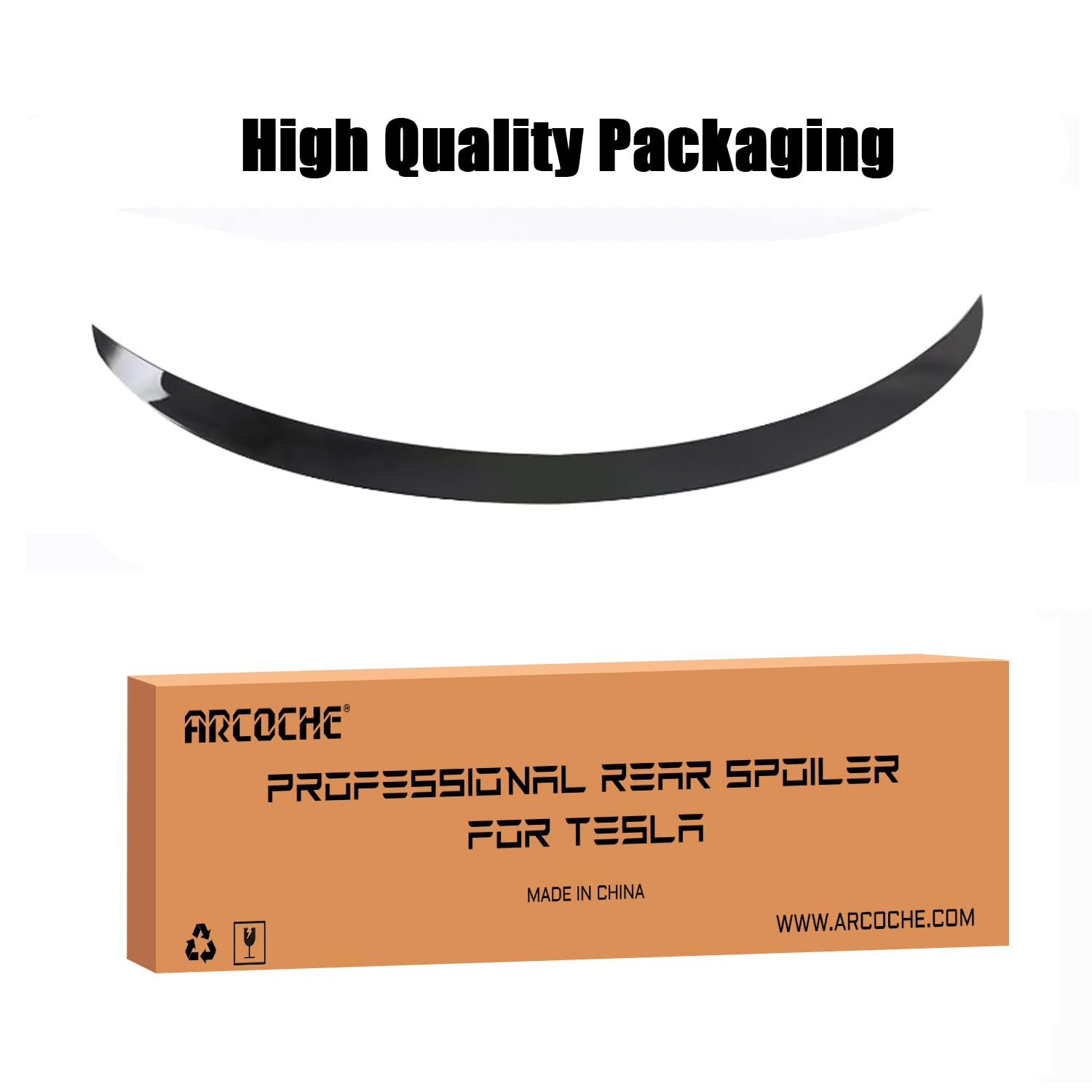 Spoilerflügel für Tesla Model Y 2020–2024 Zubehör OEM Performance Heckspoiler Lippe Kofferraum Deckel Heckkofferraumlippe Heckdeckel ABS (Glänzend Schwarz)