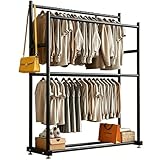 DNIDIO Perchero Burro Doble Poste 2 Capas, Organizador Metálico Resistente, Rack para Ropa y Accesorios de Amplia...