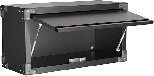 Miniatura 9 de Aobabo Organizador pequeño de metal para colgar en la pared con puerta abatible para el hogar, oficina, cocina y garaje, color negro