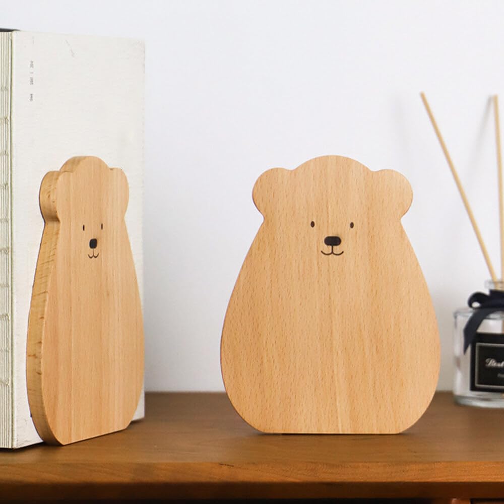 Sujetalibros de Madera de Haya 12x15 cm Antideslizantes para Estantes