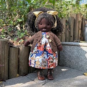 Handmade birthday present for girl waldorf black doll collect rag doll with exquisite box jola 12  urban country home decor