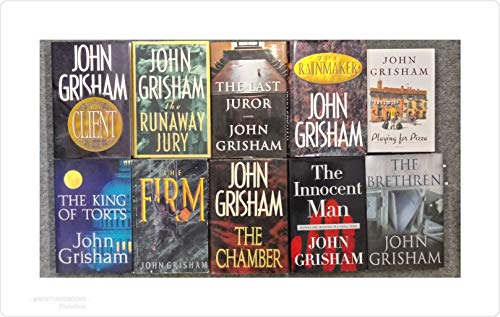 SET OF 10 JOHN GRISHAM HARDCOVER BOOKS: 1] THE CLIENT 2] THE RUNAWAY JURY 3] THE LAST JUROR 4] THE RAINMAKER 5] PLAYING FOR PIZZA 6] THE KING OF TORTS 7] THE FIRM 8] THE CHAMBER 9] THE INNOCENT MAN 10] THE BRETHREN