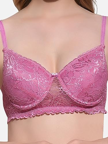 Image of FIMS - Fashion is my style Women Cotton Lycra Floral Lace Lightly Padded Bra Wired Seamless Fullcoverage Multicolor Cup- B