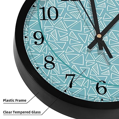 Horloge murale à quartz silencieuse haut de gamme ronde au motif géométrique bleu