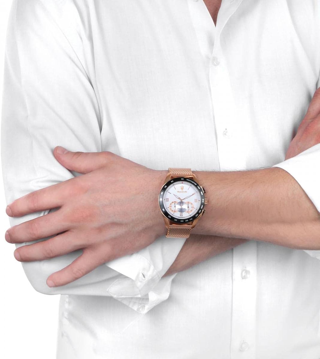 Maserati Orologio da uomo, Collezione Traguardo, con movimento al quarzo e funzione cronografo, in acciaio e PVD oro rosa - R8873612011 Maserati Orologio da uomo, Collezione Traguardo, con movimento al quarzo e funzione cronografo, in acciaio e PVD oro rosa - R8873612011