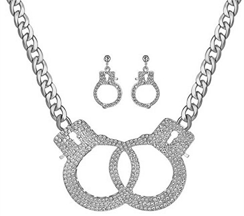 Wellotus JCK022275 Women'S Georgous Statement Rhinestone Handcuff Jewelry Set Punk Rock Crystal Handcuff Necklace Stud Earrings Night Club Costume Party Jewelry  thumb #1