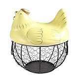 Clicitina Décor Fruit Ceramic Basket Container Holder Eggs Poule Rangement Organisateur de Cuisine Outils & Home Improvement Wug516 (Jaune, Taille unique)
