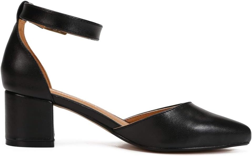 MAIERNISI JESSI Unisex Men's Women's Pointed Toe Ankle Strap Pumps, 2.17 Inch Block Heel, D'Orsay Style