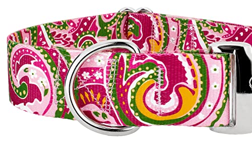 Country Brook Design - 1 1/2 Inch Premium Pink Paisley Dog Collar - Extra Large #TOP3