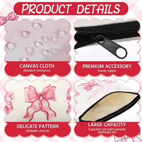 Kacctyen 9 Pcs Pink Bow Bible Verse Makeup Bag for Women Coquette Christian Cosmetic Bag Bulk Preppy Inspirational Christian Gift Scripture Zipper Pouch Religious Faith Based Gifts3