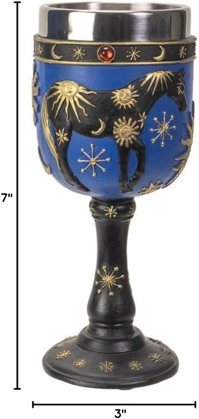 Pacific Giftware The Trail of Painted Ponies Sky of Enchantement Goblet, Blue and Gold, 6fl Oz, Glassware and Drinkware
