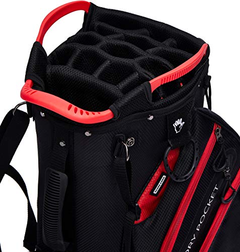 ASK ECHO Lightweight Golf Stand Bag with 14 Way Full Length Dividers Including Oversize Putter Tube, 9 Pockets, with Rain Cover, Black