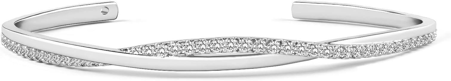 14K Gold Plated Cuff Bracelets for Women Trendy, Silver Plated Bangle Bracelets for Women Dainty Bangles Cubic Zirconia Adjustable Wave Bracelet Fashion Jewelry Gift for Women