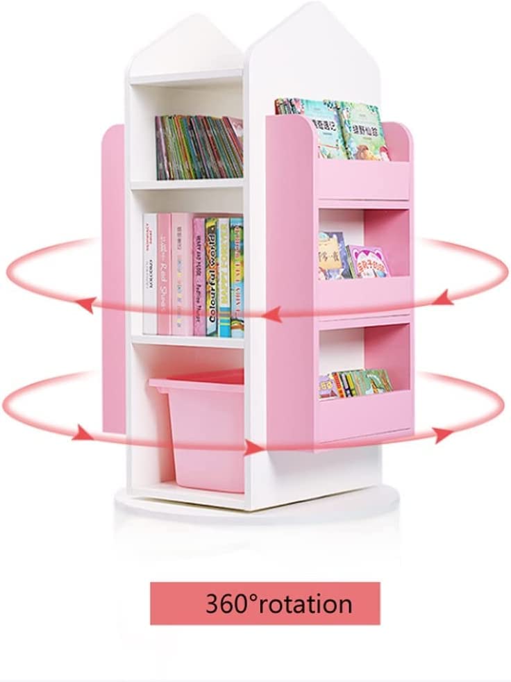 Bookcase Multilayer Rotatable Bookshelf Bookcase Storage Shelf for Living Room Bedroom Home Office Organizer Shelves Bookshelves Bookshelf Bedroom(White) - Image 5