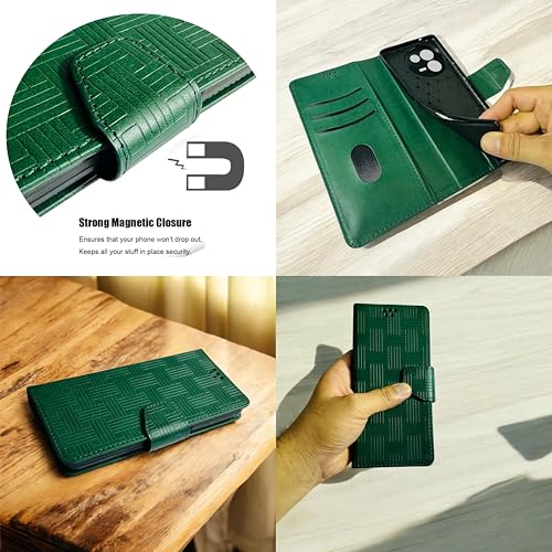 Image of SBMS Flip Cover for Nothing Phone (2a) 5G Back Cover Case with Magnatic Closure | Genuine Leather Finish | Inbuilt Stand | Card & Money Pocket (Mat Green)