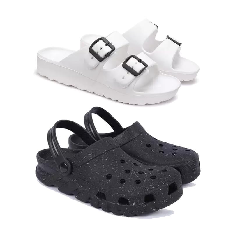 WINGSCRAFT Lightweight,Classic Slider || Sandals with Clogs for Men-Combo(2)-3113-3058-9 Black (B0D361C1FJ) Amazon Price History, Amazon Price Tracker