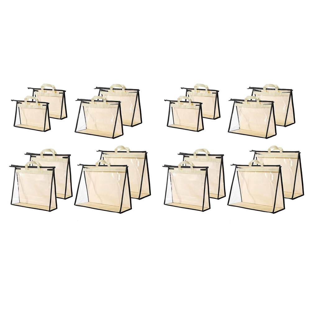 Hndhbfgrt 16 Pcs Handbag Dust Bags Clear Purse Storage Organizer for Closet Small to Extra Large Dust Free Zipper Storage Bag