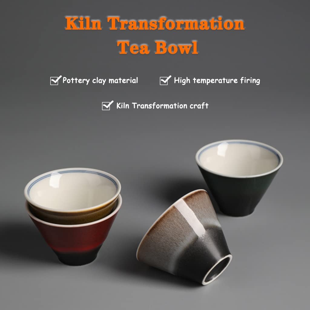 Tazas de té Taza De Té Kungfu Cambio De Horno 4 Estaciones Kung Fu Tetera, Juego De Tazas Maestras De Cerámica Hechas A Mano, Cuenco De Té Multicolor Esmaltado Tenmoku, Paquete De Regalo