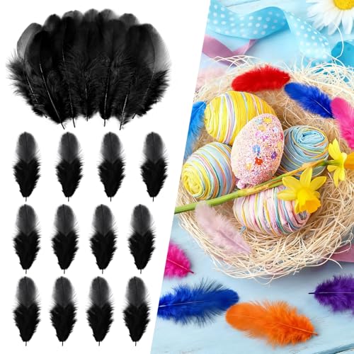 THARAHT Craft Rooster Feathers 300pcs 3-5inch for Kindergarten DIY Crafts Wedding Home Party Dream Catcher Supplies Decorations Feathers Black