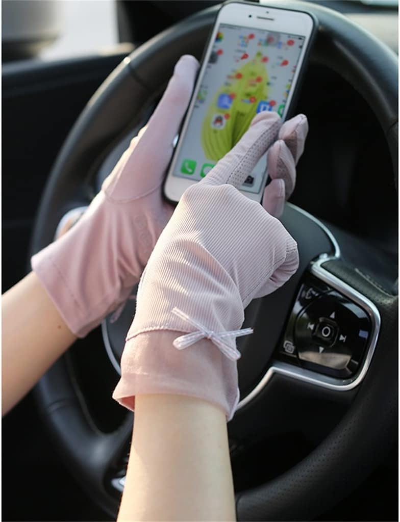 Riding A Tram and Driving Sunshade Finger-Pointing Gloves Women's Thin Elastic Ice Silk