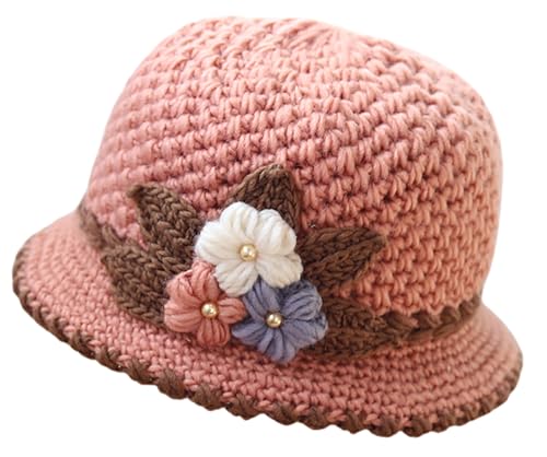 French Thicken Women's Flowers Knitted-Woolen-Hat...