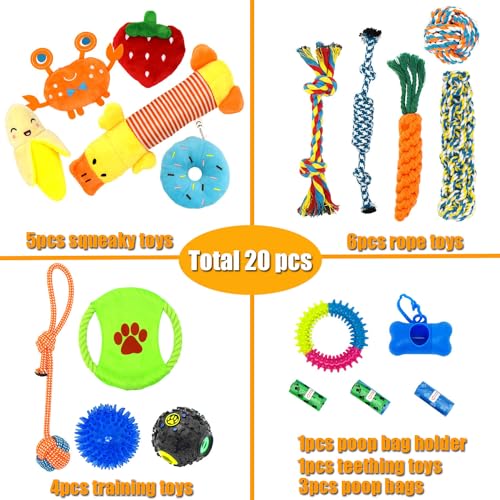 | 20 Pack Dog Toys | Rope Chew Toys for Dogs | Strong Ball Tug for Puppy Teething & Training | 100% Natural Cotton | Great for Small, Medium Puppies | 20 Pack Dog Toys | Rope Chew Toys for Dogs | Strong Ball Tug for Puppy Teething & Training | 100% Natural Cotton | Great for Small, Medium Puppies