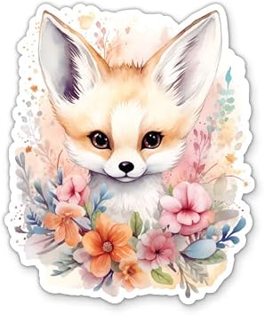 Fennec Fox Stickers - 2 Pack - Waterproof Vinyl for Car, Phone, Water Bottle, Laptop - Cute Pretty Fox Decals 2-Pack