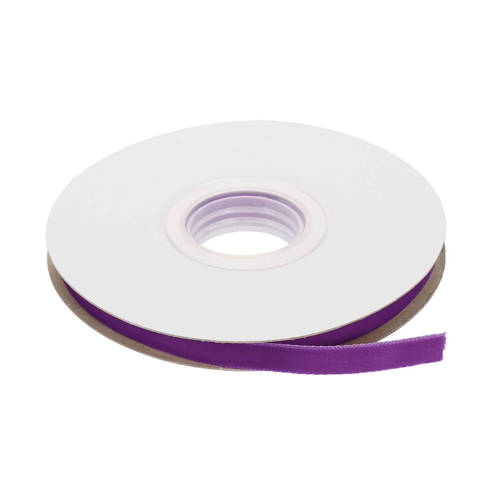 sourcing map Velvet Ribbon 1/4 Inch x 5 Yard / 0.6 cm x 4.6 m Single Face Spool Silky Velvet Fabric for Bouquets DIY Crafts Gift Wrapping Wedding Party Bright Purple โ image 1